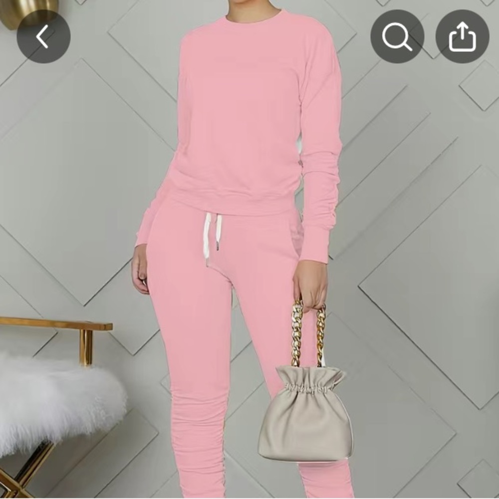 Casual Workout Solid Pantsuits Two-Piece Set - image 3